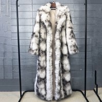 Women High Quality Grayish-White Ink Wash Pattern Fur Coat Imitating Fox Fur Coat 2026 New Temperament Winter Women Fur CoatH798