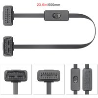 60CM OBD2 Extension Cable 16Pin Male to Female with Power Switch for ELM327 Scanner Car Diagnostic Tool