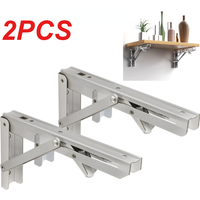 2PCS Stainless Steel Folding Storage Bracket Three-fold Spring Support Bracket Right Angle Shelf Movable Shelf Panel