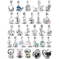 925 Silver Plated Cute Animals White Doves Swans Pendant Bead Diy Bracelet Bangle Making Gift Of High Quality Fashion Jewelry