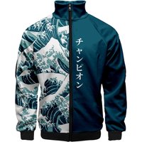 Coats Kanagawa Wave Anime Hoodie cosplay Costume men boys Jacket Sweatshirts
