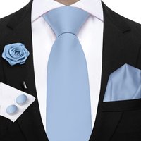 Mens Ties Solid NeckTie Pocket Square Brooch Set Men's Wedding Pink Blue Purple Tie Suit Accessories Fit Group Holiday Party