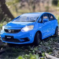 1/32 HONDA Fit GK5 Alloy Car Model Diecast Metal Toy Vehicles Car Model High Simulation Sound and Light Collection Children Gift