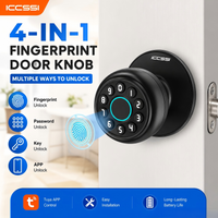 ICCSSI K10CPLUS Smart Lock Tuya Spherical Door Lock Tuya Fingerprint Password Key 4-in-1 Unlock for Airbnb Home Aluminum Alloy