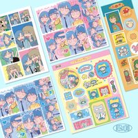 1/5 Pcs Rou Li 4 Character Stickers Gouben Hand Account Material DIY Phone Case Goupan iPad Decoration Korea Wholesale