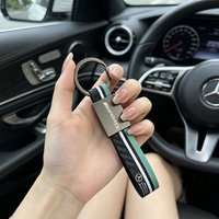 High Quality Metal Leather Car Emblem Keychain Keyring Chain For Mercedes Benz AMG W124 W202 W203 W204 W210 W211 W212 Accessory