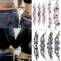 1/4pcs of Sexy Butterfly Flower Tattoo Stickers Waist Body Fake Tattoo Leg Belly Waterproof Lasting 2-5 Days Female Waist Thigh