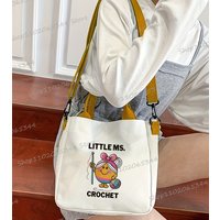 "LITTLE MS. CROCHET" Print Women's Crossbody Bag Fashion Crochet & Crochet Lettering Pattern Women Birthday Gift Shoulder Bag