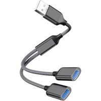 1 IN 2 USB Splitter Cable USB2.0 A Male to 2 USB Female Power Cord for Charging/Data Transfer/Laptop Data Wire Adapter 28cm
