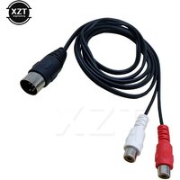 1PCS MIDI DIN 5P Male to 2 RCA Phono Female Socket Jack MF Audio Cable 0.5M 1.5M Connectors For CD player Amplifier Adapter