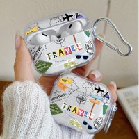 World Map Adventure Earphone Case for AirPods 4/3/2/1 Earbuds Case For AirPods Pro3/Pro2/Pro TPU Protective Cover With Carabiner