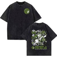 Anime JoJo Bizarre Adventure T-shirts Gyro Zeppeli Manga Graphic Print T-shirt Men Women Vintage Washed Cotton Casual T Shirt