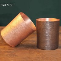 Handcrafted Pure Copper Coffee Mug,Straight Tube Shape Vintage Hammer Texture Breakfast Cup,Cold Drink Cup Drinking Tableware