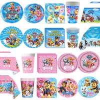 4style Paw Patrol Party Disposable Tableware Pink Blue Plate Cup Napkin Tablecloth for Kids Boy Girl Birthday Party Decorations