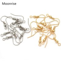50pcs 316 Stainless Steel Hypoallergenic Earring Hooks Fish Earwire with Coil and Ball for Jewelry Making 20x20mm