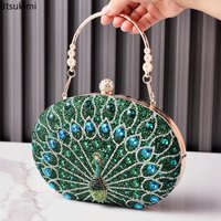 New Peacock Pattern Handbags Diamond Evening Bags for Women 2026 Fashion Luxury Handbags and Purses Lady Rhinestone Shoulder Bag