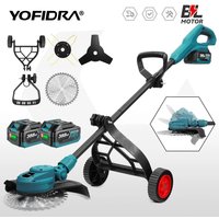 YOFIDRA 10-Zoll Bürstenloser Elektrischer Rasenmäher 58000 U/min Kabelloser Garten-Rasentrimmer Faltbares Elektrowerkzeug für Makita-Akkus