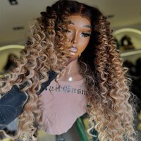 Loose Wave 400 Density Wig Human Hair Ready To Wear 13x6 HD Lace Frontal Wig Curly Highlight Ombre Pre Plucked 30 Inch Curly Wig