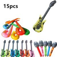 15Pcs Inflatable Instruments Toy Music Balloons Set Simulation Instrument Guitars Saxophones Microphones Party Toy