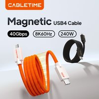 CABLETIME USB C to USB C Cable USB4 40Gbps 8K 240W Magnetic Cable Fast Charging Cord for Thunderbolt 4/5 for Laptop Macbook iPad