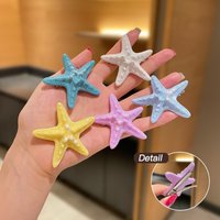 1Pc Resin Sea Star Hair Pins Cute Starfish Hair Clip Women Duckbill Hair Clips Girls Summer Beach Vacation Photograph Headwear