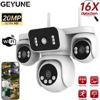 10K 20MP WiFi Security Camera 4 Lens 4 Screen 360° PTZ 16X Zoom Waterproof Home Surveillance CCTV Outdoor Street Video Camera