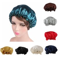 Damen Satin seidige Motorhaube Premium Gummiband Haarausfall Schlaf wasserdichte Dusche Kopf wickel Chemo Hut einfarbig Schlummert runk