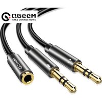 QGeeM Splitter Headphone for Computer 3.5mm Female to 2 Male 3.5mm Mic Audio Y Splitter Cable Headset to PC Adapter AUX Cable