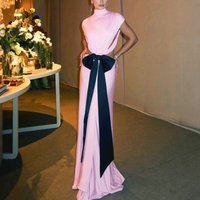 Ticketsx Sexy Backless Bow Dress Summer Solid Lace Up Hollow Out Patchwork Slim Long Dress Elegant Vintage Party Evening Dresses