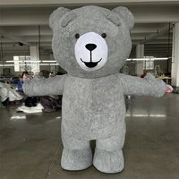 Adult Unisex Inflatable Grey Teddy Bear Mascot Costume Adults Cosplay Party Fancy Suits Carnival Halloween Xmas Easter Props