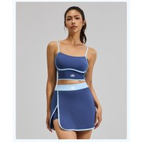 Halter Neck Sports Bra Tennis Skort Set Stylish Workout Outfit for Yoga Tops Tennis Outdoor Activity Women's Sports Fitness Set image 4