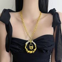 Exaggerated Lock Pendant Necklace Chunky Rhinestone Chain Vintage Statement Choker Punk Party Jewelry Fashion Accessory For Wome