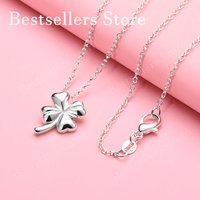 925 sterling silver 16-30 inch exquisite clover pendant necklace for women's fashion wedding accessories jewelry