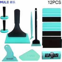Kit d'outils de pose de film pour voiture 12 pièces avec localisateur magnétique, raclette à eau et raclette en feutre pour l'installation de films vinyle et PPF sur véhicules et meubles