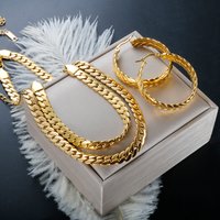 ZMFashion Retro Overlapping Braided Thick Chain Snake Bone Popular Necklace Bracelet Set For Women Men Stainless Steel Jewelry