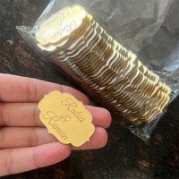 100pcs Personalized Engraved Mirror Acrylic Wedding Name Tag Label Custom Party Baby Shower Boutique Box Decoration