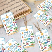 50pcs Summer Theme Gift Tags With Hemp Rope,Hang Cards For Summer Party Gift Wrap Favor,Vacation Souvenirs,Teacher Thanks Gifts