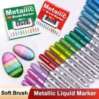 GUANGNA Liquid Metal Markers - Soft Tip Multi-Color Student Edition Layering Markers for DIY Journaling and Sketching