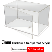 Présentoir en acrylique transparent 1 pièce, support de boîte d'affichage avec Base blanche, avec porte, vitrine de Protection anti-poussière pour objets de collection