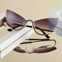 1Pc Women's Fashion Glasses New Style Personality Exaggerated Cat Eye with Rhinestones Y2K Trendy Outfit Suitable for Vacation S
