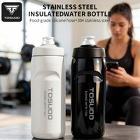 TOSUOD 550ml Stainless Steel Insulated Water Cup, 304 Steel Cycling Kettle, Easy Carry Keep Warm & Cold Bottle
