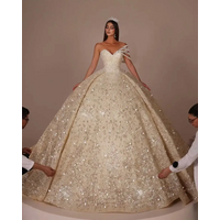 Customized Sweetheart Neck One Shoulde Ball Gown Wedding Dresses Bridal Gown Beaded Sweep Vestidos De Novia