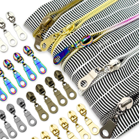5 yard nylon zipper with 5pcs #5 round pullers, elegant zebra stripe zipper pulls, multiple colors, suitable for luggage and etc