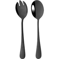 Black 2PCS Salad Spoon Fork Dinnerware Stainless Steel Tableware Cutlery Set Serving Spoon Set Colorful Unique Spoon Flatware