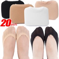 Women's Invisible Ice Silk Socks Summer Thin Boat Socks Non-slip High Heels Slippers Hosiery Transparent Seamless Ankle Sox