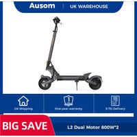 Ausom L2 Dual Motor 800W*2 Electric Scooter, 55 km/h Max Speed, 70km Max Range 15.6Ah 48V 10" All-Terrain Tires Dual Disc Brakes