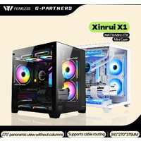 G-PARTNERS Xinrui X1 MATX Mini-ITX PC Case column-free panoramic sea view room 240 water-cooled Mini Panoramic computer case