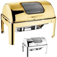 Luxury Rectangular Roll Top Stainless Steel Chafing Dish 9L Large Capacity Fancy Decorative Buffet Set Silver Hotels Restaurants
