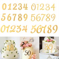 Golden Number 0-9 Mirror Acrylic Cake Toppers Birthday Number Cake Decoration For Kids Adult Wedding Anniversary Party Supplies