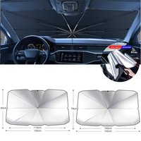Car Front Windshield Sun Shade, Interior Window Silver Glue Sun Visor, Uv Resistant Folding Car Umbrella Front Covers Curtain